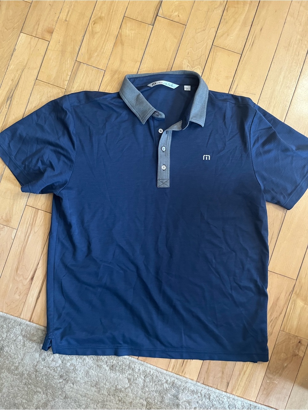 Travis Mathew Navy Polo with Gray Contrast Collar